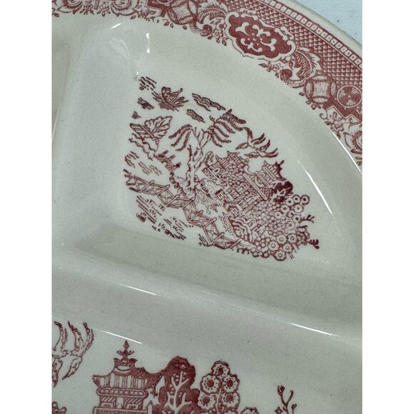 Set of 2 Vintage Pink Willow Royal China Segmented 10.5” Dishes - Picture 8 of 13